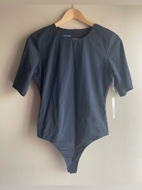 New Everlane Women Black Bodysuit Short Sleeve Size Large
